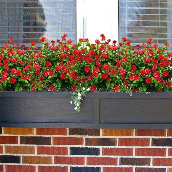 10Bundles Artificial Fake Flowers,Faux Outdoor Plastic Plants UVResistant Shrubs - Picture 5 of 7